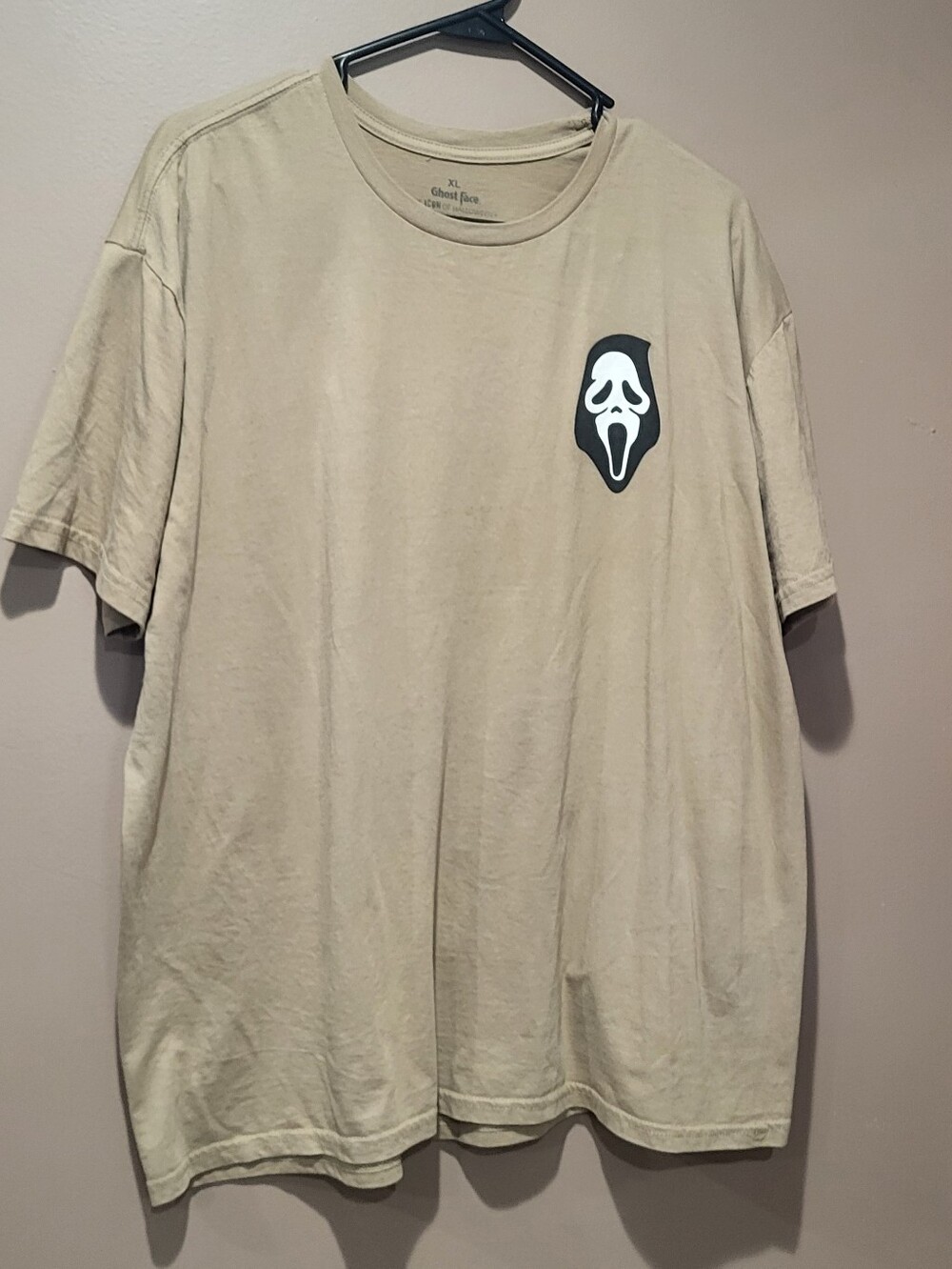 Ghostface "Let's Watch A Scary Movie" Tan Graphic Unisex Tshirt
